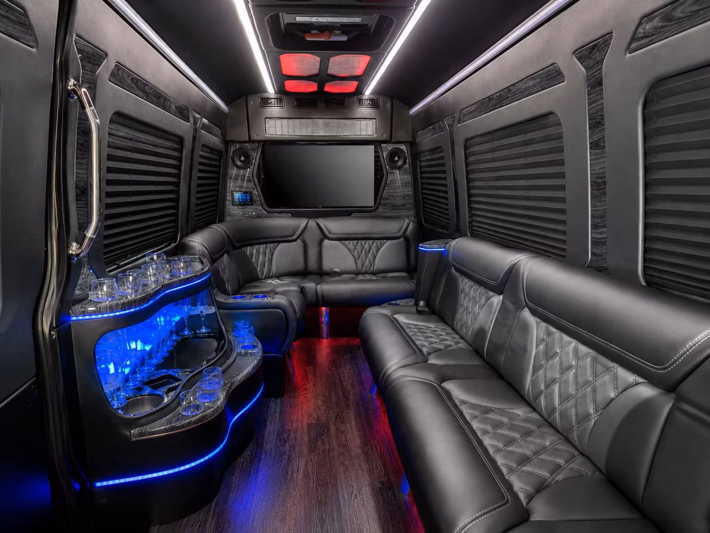 casper 50 passenger party bus inside
